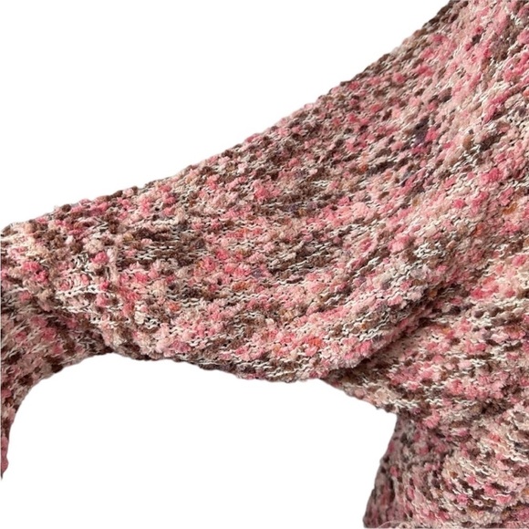 UMGEE Open Front Boucle/Teddy Knit Long Cardigan in Pink/Brown Size Medium - Picture 6 of 9